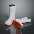 Practical White Rain Boots with Orange Soles as Essential Household Items for Daily Use