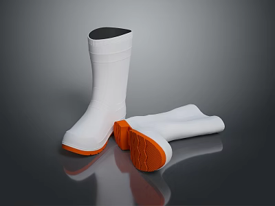 Practical White Rain Boots with Orange Soles as Essential Household Items for Daily Use 3d model