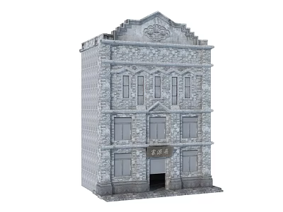 Classical Commercial Complex With Stone Brick Construction And Ornate Exterior Decorative Details 3d model