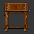 Traditional Wooden Stool With Intricate Carved Patterns And Decorative Leg Design
