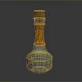 Ornate Glass Bottle Featuring Wooden Cork Orange Patterns And Green Liquid