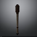 Ancient Melee Weapon With Spiked Head And Wooden Handle Design