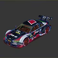 Racing Car With Black Red White Livery Rear Wing And Sporty Alloy Wheels