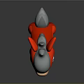 Red Cartoon Pony Toy With Gray Mane And Blue Eyes In 3D Style
