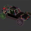 Black Off Road Dune Buggy With Roll Cage Large Tires And Red Accents
