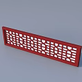 Red Chinese Style Decorative Partition With Hollow Circular Lattice Patterns 3d model