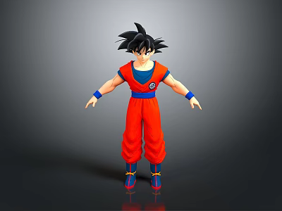 3D Designed Anime Character Collectible Toy With Red Costume Blue Belt And Black Hairstyle 3d model