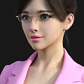 A Woman Wearing Pink Blazer And White Skirt With Hands Clasped In Front