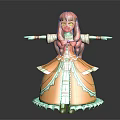 Game Movie Character With Red Hair Orange Green Dress And Outstretched Arms