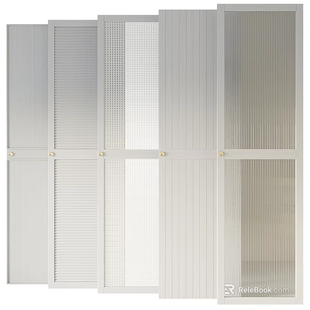 White Striped Metal Grid Panels Featuring Textured Surfaces And Cross Bar Structure 3d model 