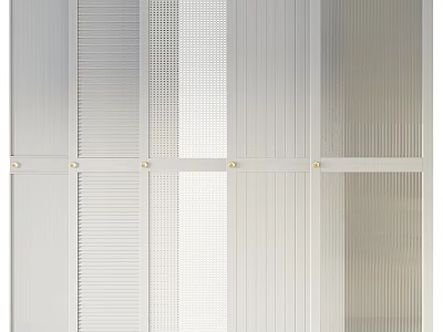 White Striped Metal Grid Panels Featuring Textured Surfaces And Cross Bar Structure 3d model