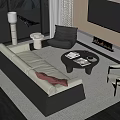 Sofa Coffee Table Combination Multi-person Sofa Leisure Recliner Side Table Floor Lamp Decoration Combination 3d model