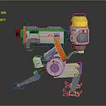 Futuristic Robot Character With Yellow Head Mechanical Legs And Blue Orange Parts Design