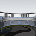Modern Entrance Gate Design Featuring Circular Ceiling Lighting And Dark Floor