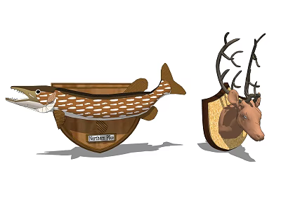 Modern animal wall decoration wall decoration deer head fish decoration 3d model