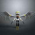 Mechanical Winged Character Creature With Goggle Head And Slender Wing Structure 3d model