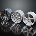 Stylish Car Tires With Alloy Wheels In Silver Gold And White Finishes