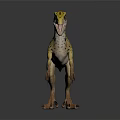 Realistic Yellow Spotted Dinosaur Character Standing With Open Mouth On Dark Background