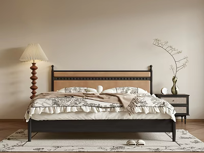 Middle Style Double Bed 3d model