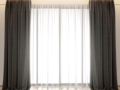 Modern Thick Curtains and Sheer Panels for Bright Window Decoration 3d model