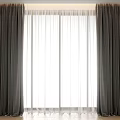Modern Thick Curtains and Sheer Panels for Bright Window Decoration 3d model