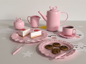 Modern Tea Set Bow Tea Set 3d model