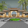 Archway style door opening view wall 3d model