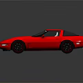 Red Sports Car With Two Door Design Black Roof Sleek Body And Black Wheels