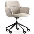 Beige Upholstered Accent Chair with Armrests and Black Five Star Caster Base