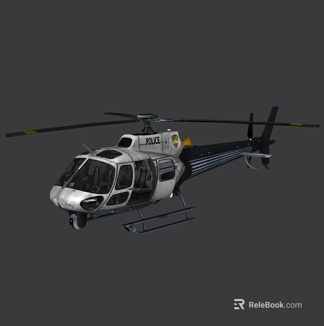 White Detailed Lightweight Helicopter With Side Windows Logo And Rotor Blades 3d model 