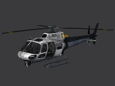 White Detailed Lightweight Helicopter With Side Windows Logo And Rotor Blades 3d model