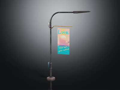 Street Lamp With Hanging Luxe Banner Showing See Up to 50% Off 3d model