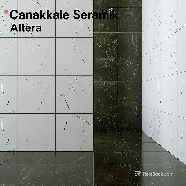 Altera Modern White Textured Tile Walls With Dark Floor Interior Design 3d model 