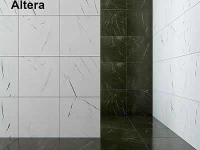 Altera Modern White Textured Tile Walls With Dark Floor Interior Design 3d model