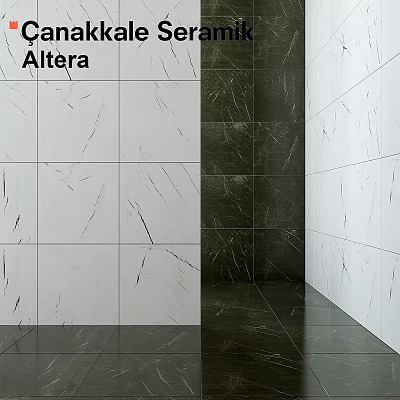 Altera Modern White Textured Tile Walls With Dark Floor Interior Design 3d model