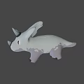 Cute White Purple Triceratops 3D Model Game Animated Character Design