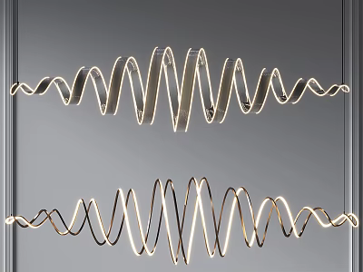 Modern Spiral Chandelier Design With Metallic Frame And LED Lighting For Contemporary Interior Decoration 3d model