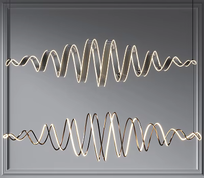 Modern Spiral Chandelier Design With Metallic Frame And LED Lighting For Contemporary Interior Decoration 3d model