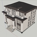 Three-storey New Chinese Complex Villa High-end Villa with Small Balcony 3d model