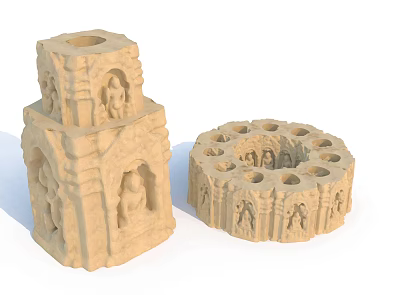 modern sketch ornaments door ornaments ruins wreckage building 3d model