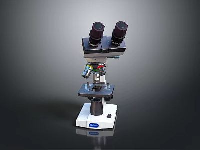 Professional Laboratory Microscope With Binocular Eyepieces Stage Adjustment Knobs And Sturdy Base 3d model