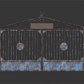 Rustic Iron Garden Gate With Blue Patina Star Decorations Double Doors And Number 2
