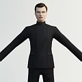 Man in Black Turtleneck Coat Standing with Arms Outstretched on White Background