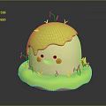 Cute Cartoon Dome Shaped Decorative Living Item With Green Top Grass Smiling Face And Blush