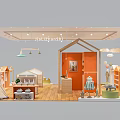 Kids Clothing Store Interior With House Shaped Display Racks Tent And Hanging Lights