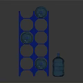 Blue Plastic Storage Rack Furniture For Water Bottles With Circular Holes Design