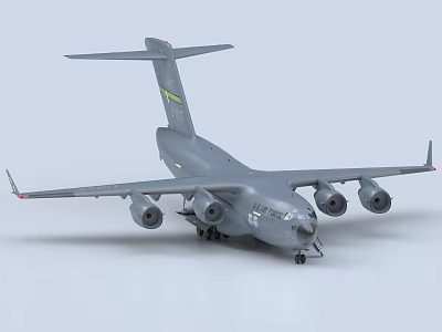 Grey Fighter Jet With Four Engines And Streamlined Body 3d model