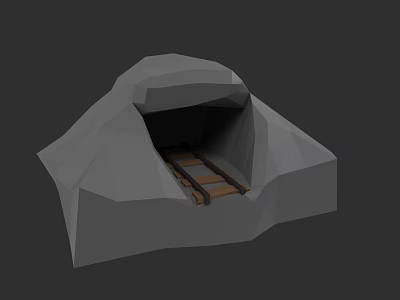 Detailed Micro Terrain 3D Model With Rocky Tunnel And Railway Tracks 3d model