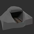 Detailed Micro Terrain 3D Model With Rocky Tunnel And Railway Tracks
