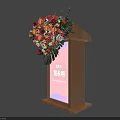 Elegant Commercial Podium Equipment With Decorative Flower Arrangement And Display Panel